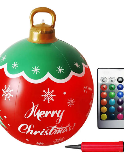 24 Inch Inflatable Christmas Balls New Years Christmas Ornaments with Lights PVC Giant Inflatable Christmas Balls Holiday Decor