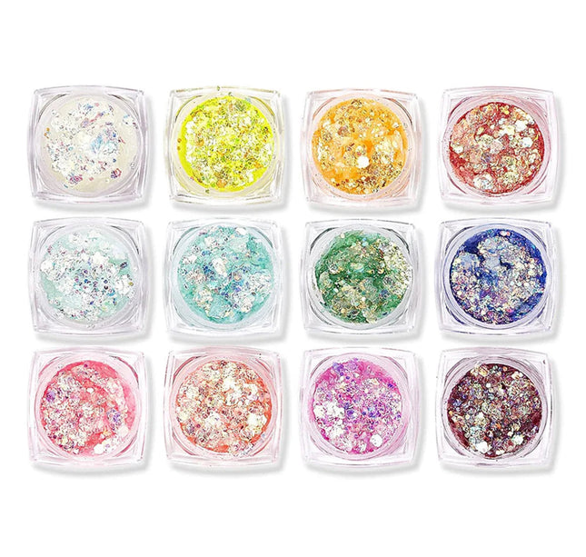 12 Colors Glitter Gel Makeup Glow in The Dark Body Glitter Gel UV Face Glitter for Women Festival Party Glitter Makeup Gel