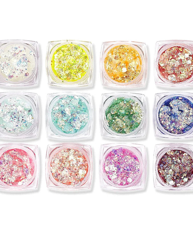 12 Colors Glitter Gel Makeup Glow in The Dark Body Glitter Gel UV Face Glitter for Women Festival Party Glitter Makeup Gel