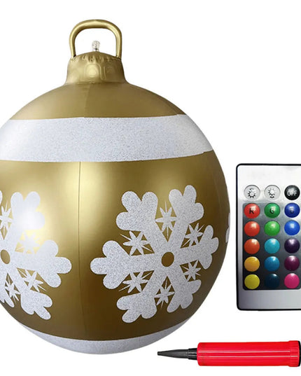 24 Inch Inflatable Christmas Balls New Years Christmas Ornaments with Lights PVC Giant Inflatable Christmas Balls Holiday Decor