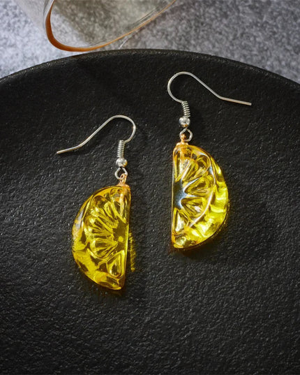 New Fashion Fruit Transparent Pearl Colored Lemon Earrings Y2k Women's Creative Jewelry