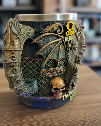 Ozzy Osbourne The Final Performance 3D Mug Stainless Steel Skull Water Cup Halloween Commemorative Mark Cup Gift for Fans Men