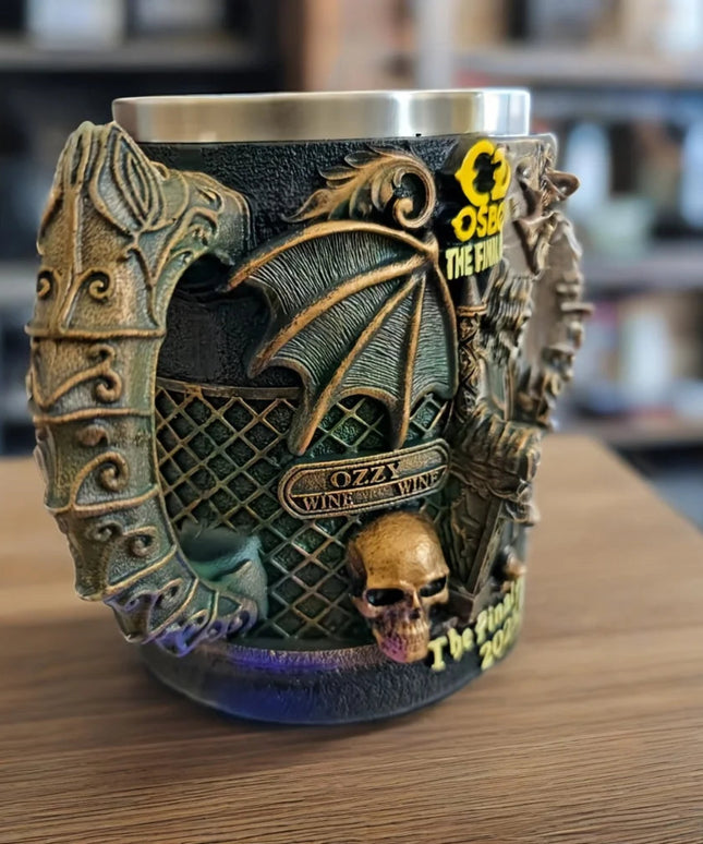 Ozzy Osbourne The Final Performance 3D Mug Stainless Steel Skull Water Cup Halloween Commemorative Mark Cup Gift for Fans Men