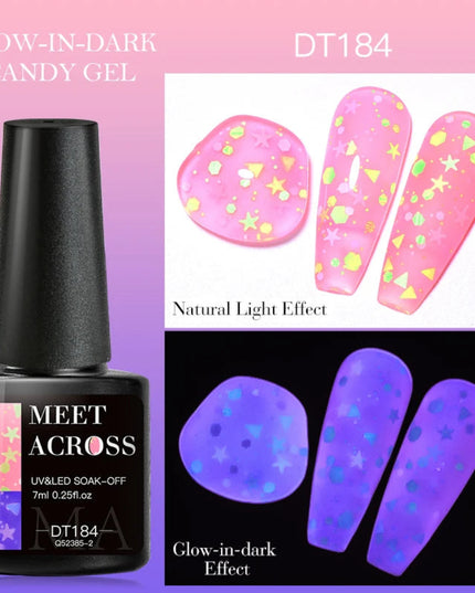 MEET ACROSS 7ml Fluorescent Neon Gel Nail Polish Sparky Semi Permanent Soak Off Nail Art UV LED Gel Varnish For Manicure