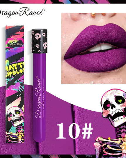 12 Color Halloween Lip Gloss Makeup Black Green Purple Lipstick Christmas Tint Moisturizer Waterproof Matte Lipstick Lip Pigment