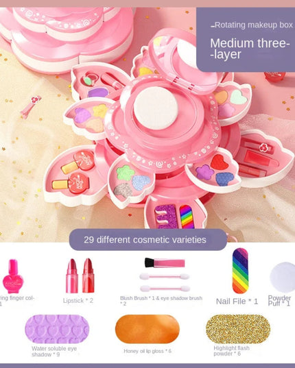Children's Makeup Box Rotating Opening Cosmetics Toys for Little Girls Princess Makeup Set To Enhance Creativity and Imagination