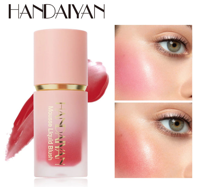 6 Colors Liquid Blush Sponge Brush Head Cute Makeup for Women Party Daily Use All Skin Types Waterproof Blush Stick Cosmetics