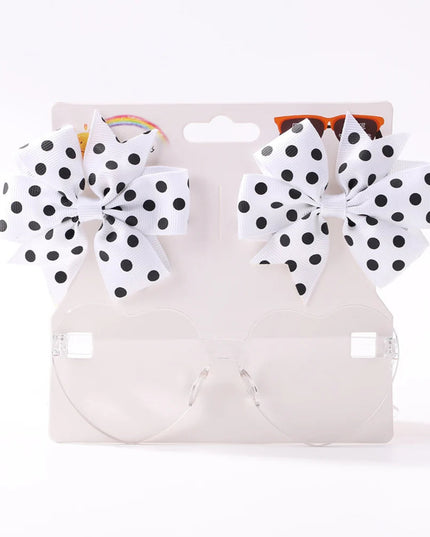 3Pcs/Pack Solid Dot Hair Bows Clip Girls Boutique Bowknot Hair Clips Kids Colorful Heart Sun Glasses Children Hair Accessories