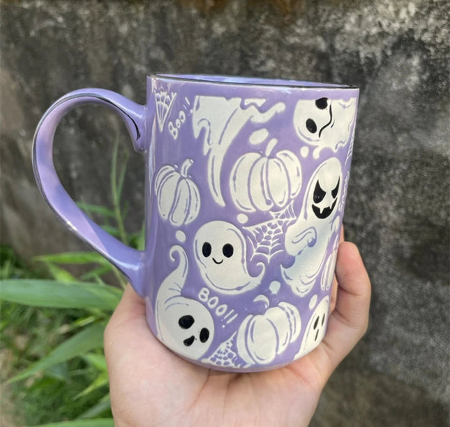 Creative Ghost Mug 420ml Large Capacity Water Cup Exquisite Halloween Spooky Cup Fashionable Coffee Cup Practical Drinkware