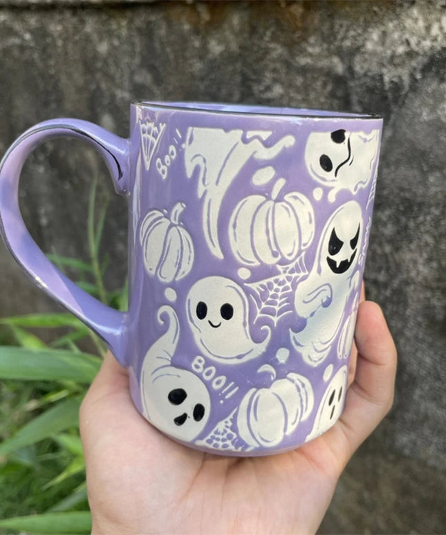 Creative Ghost Mug 420ml Large Capacity Water Cup Exquisite Halloween Spooky Cup Fashionable Coffee Cup Practical Drinkware