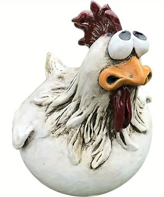 1Pc Resin Funny Chicken Surprise Hen, Used for Farm Garden Fence Decoration Worker Statue Crafts, as a Gift to Friends m