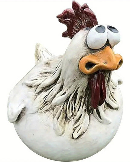 1Pc Resin Funny Chicken Surprise Hen, Used for Farm Garden Fence Decoration Worker Statue Crafts, as a Gift to Friends m