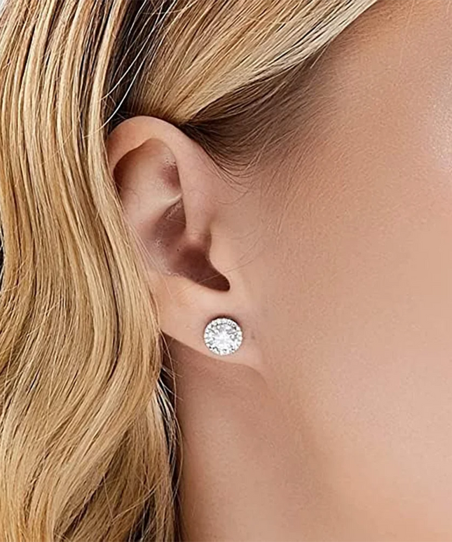 Real 0.5CT D Color All Moissanite Round Earrings For Women 925 Sterling Silver Sparkling Stud Earring Fine Jewelry Ships From US