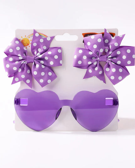 3Pcs/Pack Solid Dot Hair Bows Clip Girls Boutique Bowknot Hair Clips Kids Colorful Heart Sun Glasses Children Hair Accessories