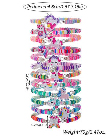 12Pcs Unicorn Girls Bracelet for Kids Jewelry Toddler Friendship Bracelets Toy Gift Classroom Reward Rainbow Party Favors
