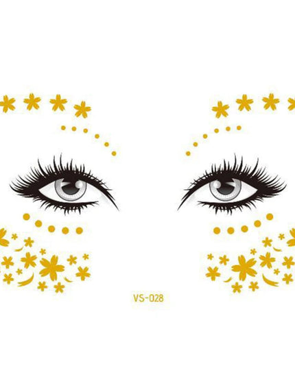 Glitter Stickers Face Tattoo Flash Gold Temporary Metalic Tattoos Waterproof Makeup Decals for Girls Party Music Festival