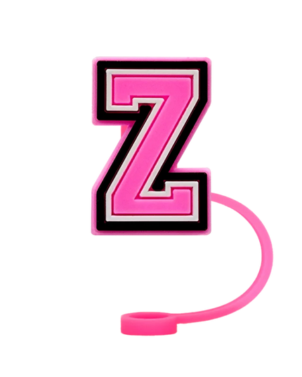 10mm Pink Letter Straw Cover Caps 1PCS Accessories For Cups,Soft Silicone Alphabet Straw Topper Drinkware,Dustproof Straw Caps