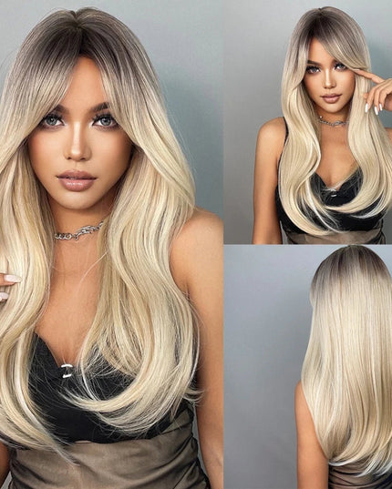 HENRY MARGU White Long Straight Synthetic Wigs for Women Colorful Cosplay Party Fake Hair with Bangs White Wig HighTemperature