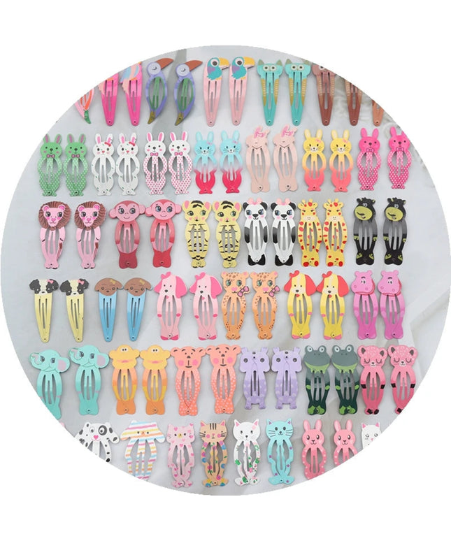 30-100Pcs Korean Cartoon Animal Fruit Hairpin For Kids Baby Cute Candy Color Metal Snap Hair Clip For Girls Hair Accessories