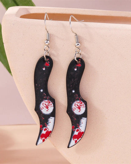 Punk Halloween Bloody Knife Drop Earrings Dagger Scissors Saw Dangle Hooks Earrings for Women Girls Night Party Jewelry Gifts