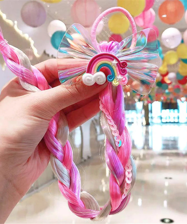 Girls Hair Bow Kids Rainbow Hair Tie Princess Accessories Toddler Snowflake Elastics Baby Accessories No Damage Braid
