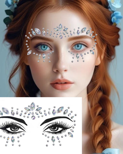 3D Rhinestone Face Sticker Festival Party Glitter Diamond Makeup Jewelry Face Tattoo Sticker Crystal Gems Jewels Face Decoration
