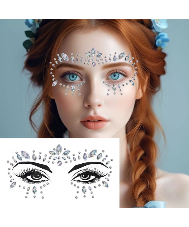 3D Rhinestone Face Sticker Festival Party Glitter Diamond Makeup Jewelry Face Tattoo Sticker Crystal Gems Jewels Face Decoration