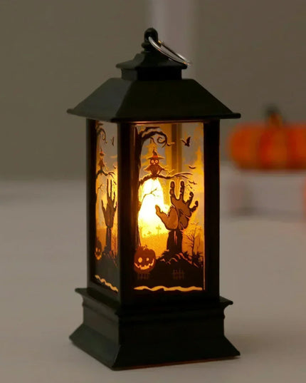 Mystical Halloween LED Lanterns Witch Castle Ghost Pumpkin Decor with Dangling Candle Lights Perfect Gift