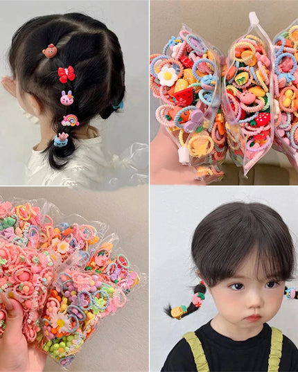 40/50/60Pcs/Lot Children Kids Hair Accessories Cartoon Elastic Hair Bands Baby Head Rope Small Animal Cute Girls Headdress