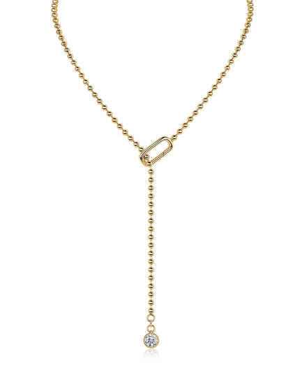 JIUZUAN Moissanite Y-Shape Necklace, S925 Silver, 18K Gold Plated, Elegant Jewelry for Women, Perfect Xmas Gift
