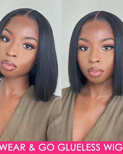 Wear And Go Bob Wigs For Women Human Hair 180% Straight Glueless Wig Ready To Go Human Hair Wigs Pre Cut Lace Air Wig Sale