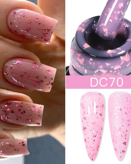 7ml Snowflake Gel Nail Polish UV LED Semi Permanent Milky White Pink Glitter Snow Sequins Gel Nails Art Design Varnish Manicure