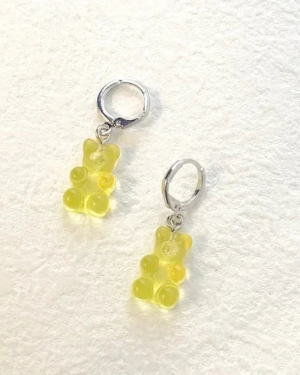 Cute Acrylic Candy Gummy Bear Dangle Earrings for Women Rainbow Bear CZ Hoop Earrings 2022 Korean Fashion Sweet Girl Jewelry