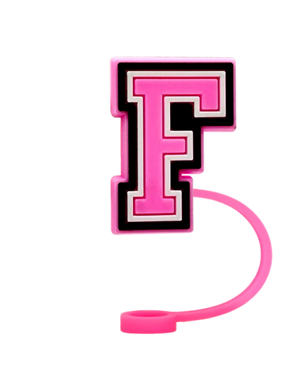 10mm Pink Letter Straw Cover Caps 1PCS Accessories For Cups,Soft Silicone Alphabet Straw Topper Drinkware,Dustproof Straw Caps