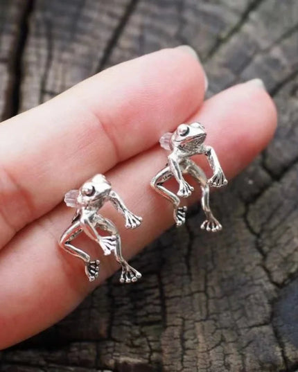 Vintage Silber Frosch Ohrringe für Frauen 2021 trendige klassische ethnische Stil Temperament alte Ohrringe Halskette