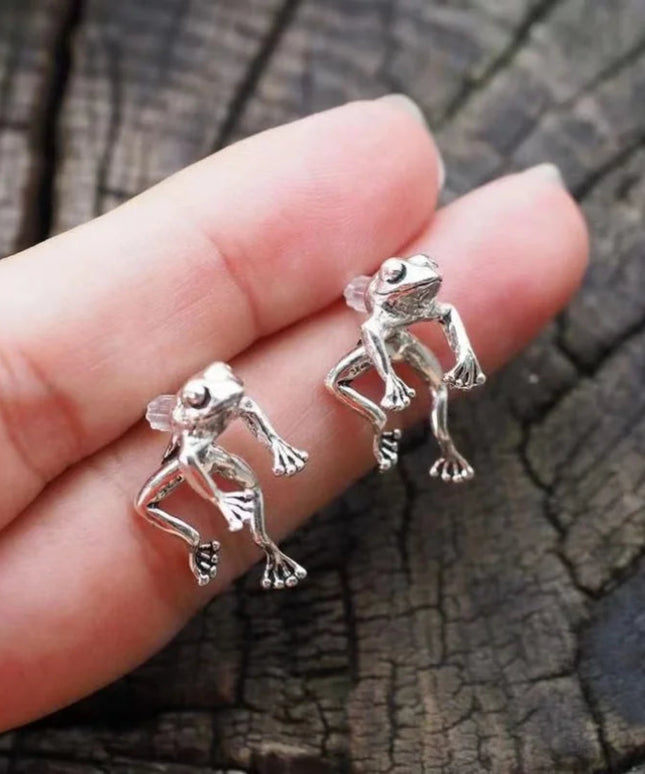 Vintage Silber Frosch Ohrringe für Frauen 2021 trendige klassische ethnische Stil Temperament alte Ohrringe Halskette