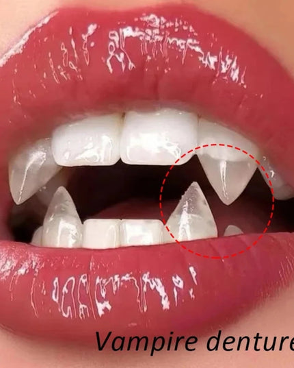 Vampire Teeth Fangs Dentures Props Halloween Costume Props False Teeth Solid Glue Denture Adhesive Halloween Party Decor