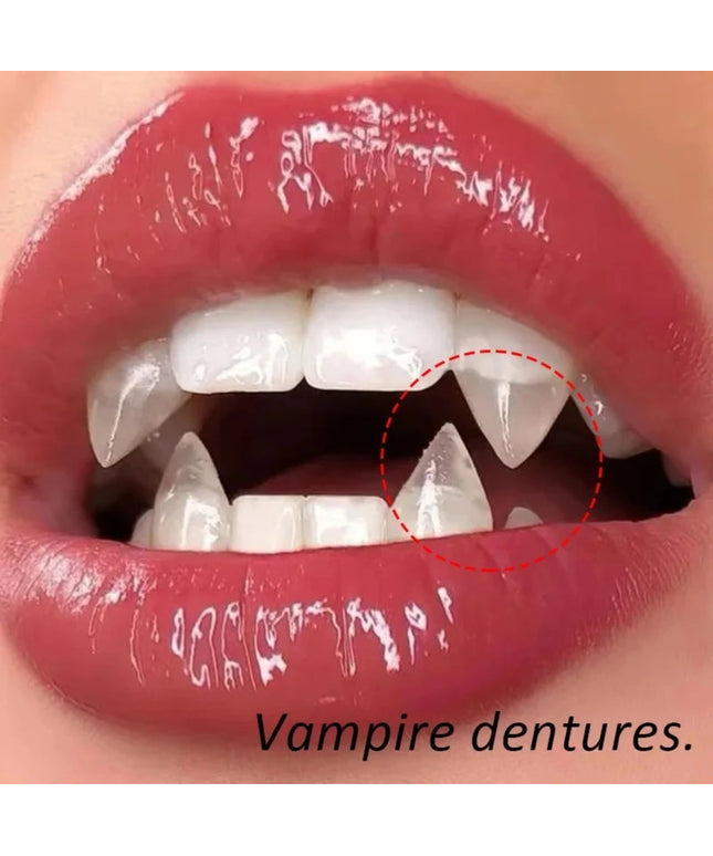 Vampire Teeth Fangs Dentures Props Halloween Costume Props False Teeth Solid Glue Denture Adhesive Halloween Party Decor