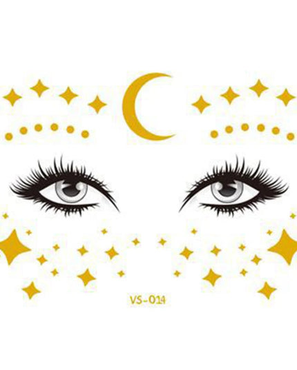 Glitter Stickers Face Tattoo Flash Gold Temporary Metalic Tattoos Waterproof Makeup Decals for Girls Party Music Festival