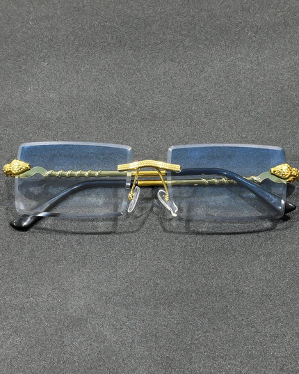 Rimless Rectangle Sunglasses Men Metal Gradient Gray Lens Big Frameless Sun Glasses Women UV400