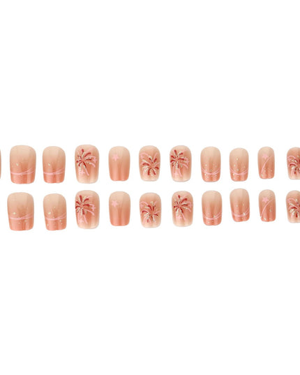 Woman Glittering Press On Nails Short Ballerina Blush False Nails Reusable Nail Tips for Women and Girl Nail Salon at Home