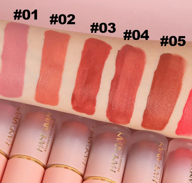 6 Colors Liquid Blush Sponge Brush Head Cute Makeup for Women Party Daily Use All Skin Types Waterproof Blush Stick Cosmetics