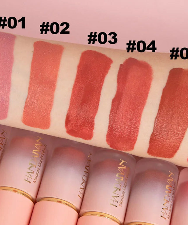 6 Colors Liquid Blush Sponge Brush Head Cute Makeup for Women Party Daily Use All Skin Types Waterproof Blush Stick Cosmetics