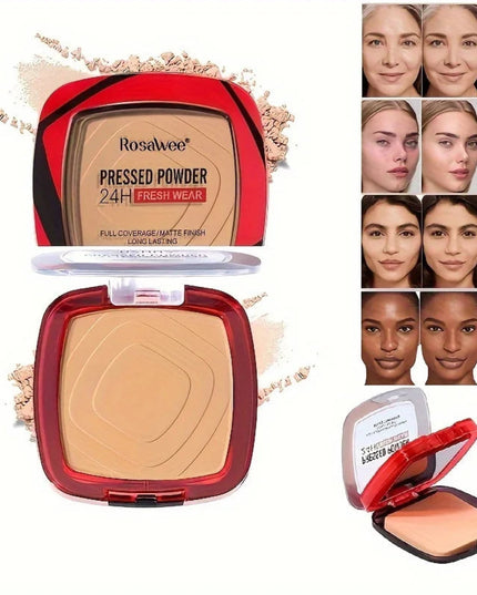 Matte Full Coverage Pressed Powder Foundation With Puff Applicator, 24H Fresh Wear Matte Weightless Finishing Powder Makeup