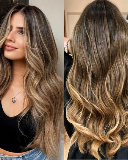 Body Wave Lace Front Wig Highlight Ash Blonde Lace Frontal Synthetic Wigs Pre Plucked Long Wavy Synthetic Lace Wig for Women