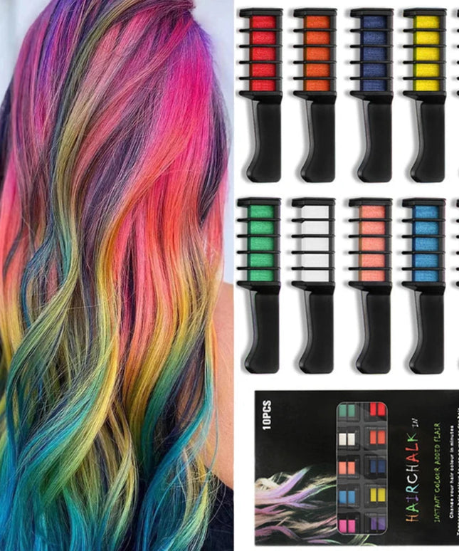 10PCS Children Multi Color Hair Dye Comb Set Fashion Makeup Toy Kits Disposable Hair Dyeing Comb Toys For Girl Paint Hair