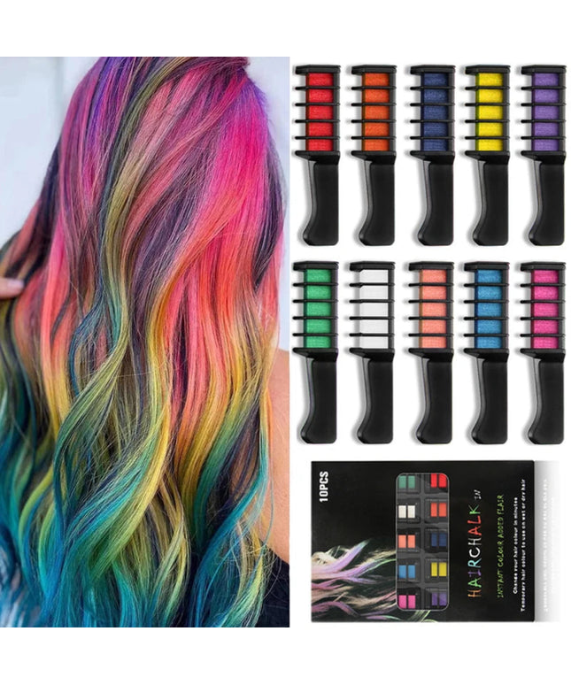 10PCS Children Multi Color Hair Dye Comb Set Fashion Makeup Toy Kits Disposable Hair Dyeing Comb Toys For Girl Paint Hair