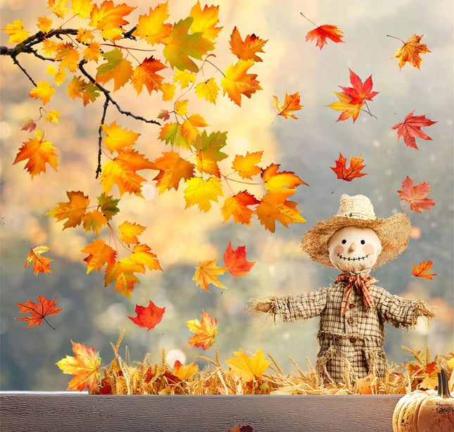 Harvest Pumpkin Turkey Window Clings Decorations Autumn Acorns Cornucopia Reusable Static Window Decals for Fall