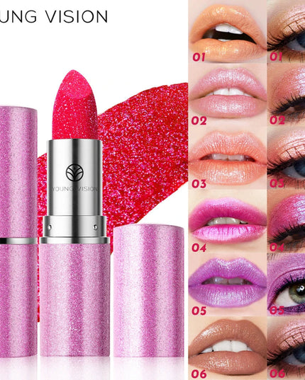 YOUNG VISION 6 pearlized shimmer lipsticks and eyeshadows with long-lasting, fade-resistant, warm-change lipsticks.