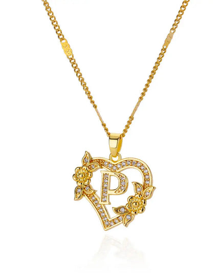 Heart Initial Letter Necklaces For Women Gold Color Stainless Steel Chain A-Z Alphabet Pendant Necklace Birthday Jewelry Gift